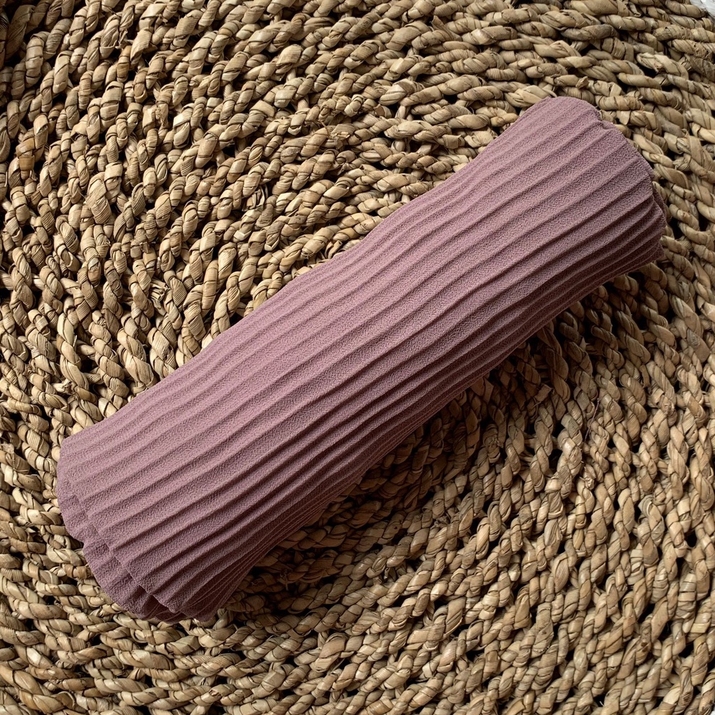 BERGO PLISKET LIDI PREMIUM Jilbab Instan tali Non tali Bahan Ceruty Jahit tepi-COKLATUNGU non tali