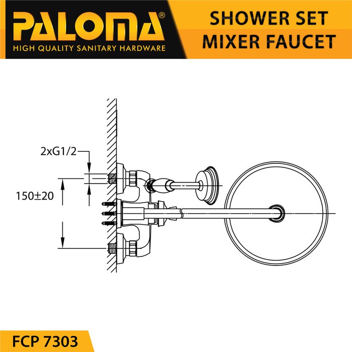 PALOMA FCP 7303 SHOWER TIANG COLUMN SET KERAN KRAN PANAS DINGIN MANDI