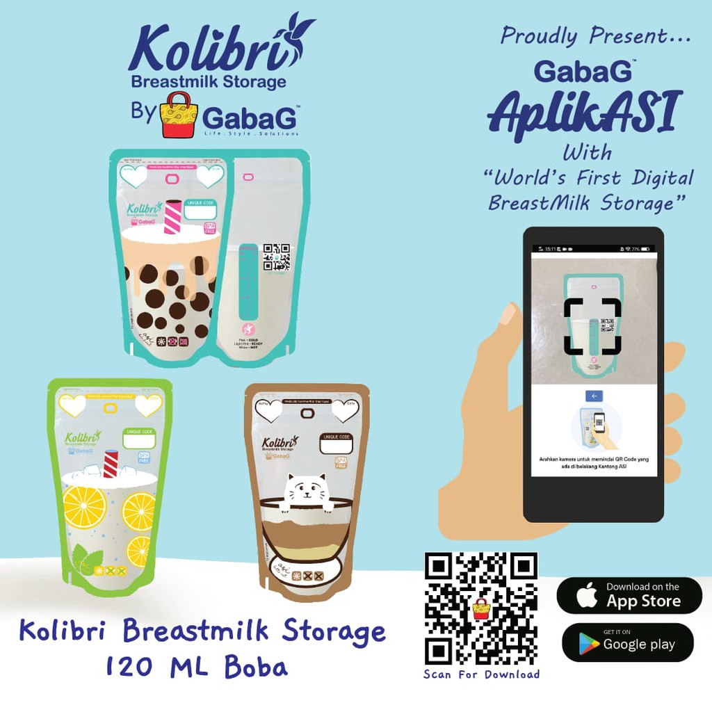 Gabag Kolibri Breast Milk Storage Boba 120ml Kantong Asi