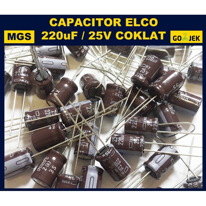 100Pcs Capacitor Elco 220uf 25v / Elco Kapasitor 220uf 25v