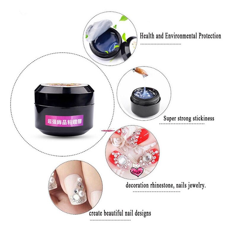 Stuck Nail Art Drill Glue Lem Aksesoris Perhiasan Kuku 8ml