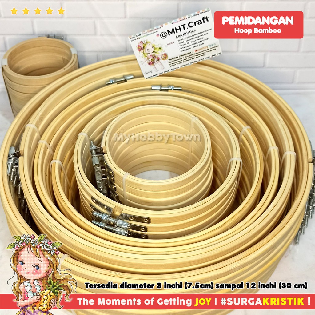 Pemidangan Hoop Sulam Kristik Cross Stitch Round Bundar Kayu Bambu Bamboo