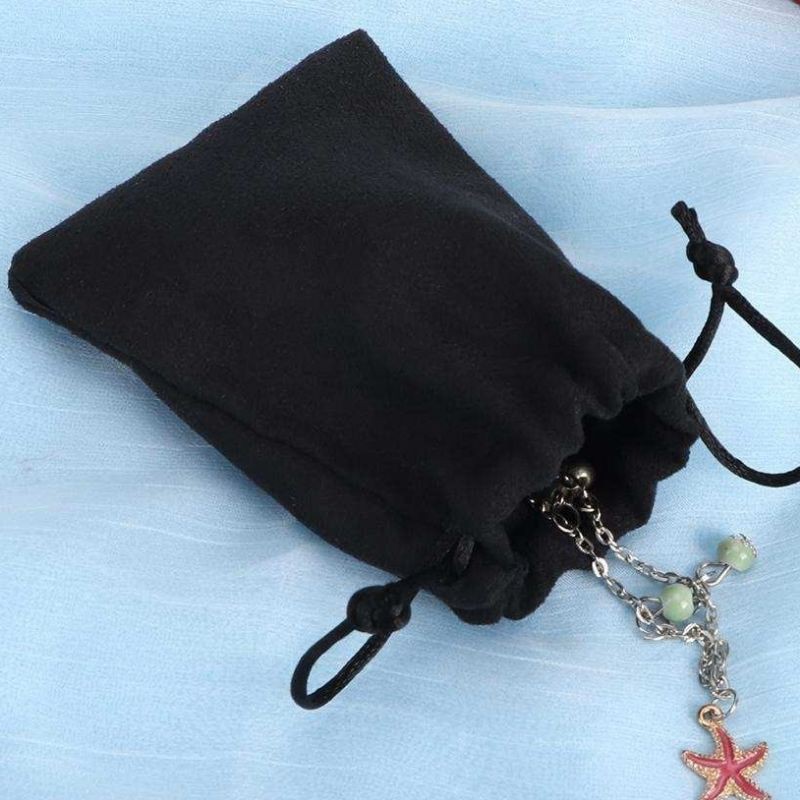 kantong serut drawstring pouch double suede bludru lembut luar dalam / suede dua sisi