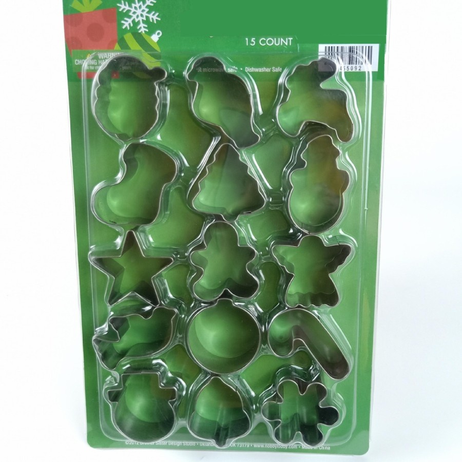 stainless christmas cookie cutter 15pc - cetakan kue kering natal xmas