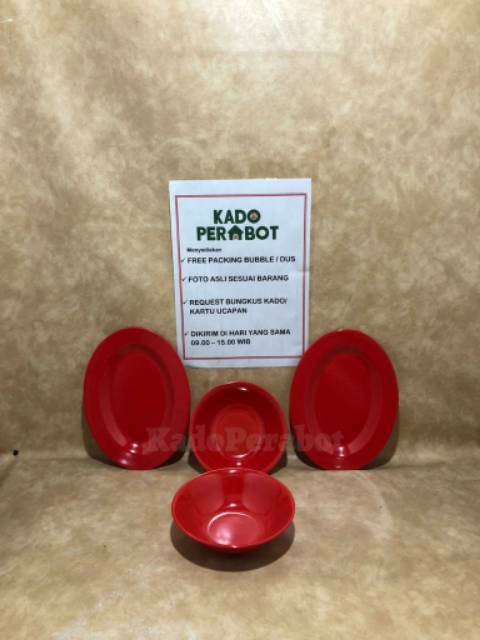 Piring oval set melamine + mangkok A4