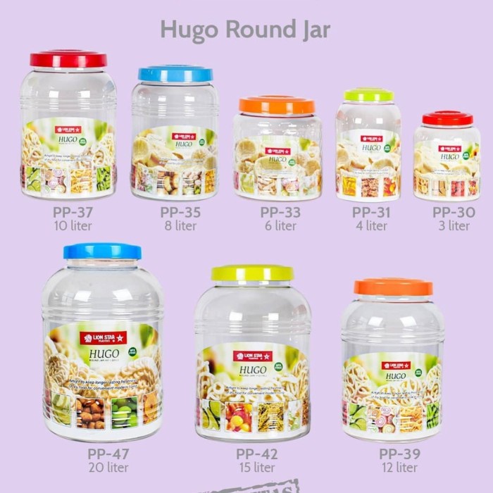 Toples kerupuk 3L lion star PP-30 Hugo Round Jar 100 (3 Litre) kedap udara