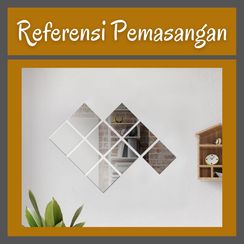 Cermin Aesthetic (CERMIN ASLI UK.15X15) Cermin Full Body Cermin Dinding Tempel Dekorasi Dinding-1
