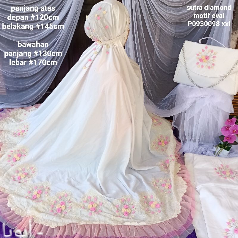 #TERMURAH@ mukenah bordir mewah harga murah,mawar tile timbul motif oval