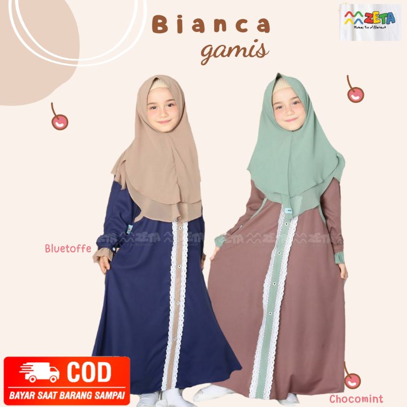 ZETA || GAMIS ANAK PEREMPUAN SET JILBAB POLOS VARIASI RENDA MANIS BAHAN MADAM SEXY SET JILBAB INSTAN