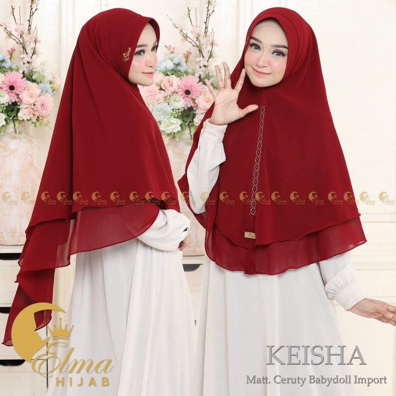 Jilbab Instan  Khimar Keisha 2 layer Ceruty Babydoll By Elma Hijab