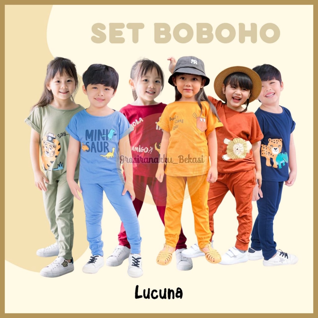 Setelan Anak Unisex Boboho Lucuna Mix Warna Size 1-5 Thn