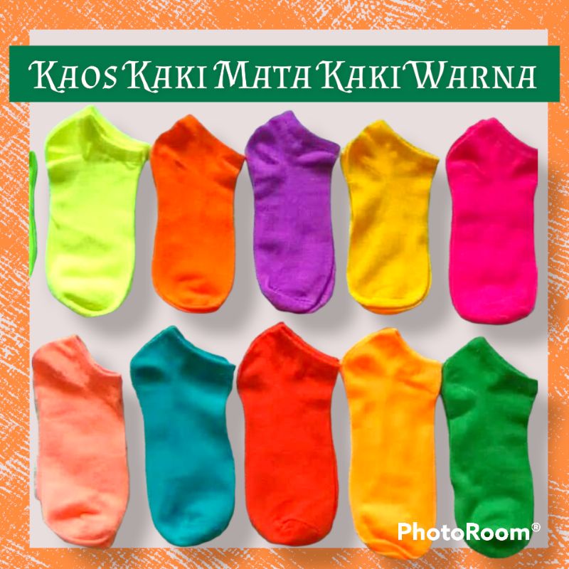 Kaos Kaki Wanita Warna Cerah Polos Pendek Semata Kaki