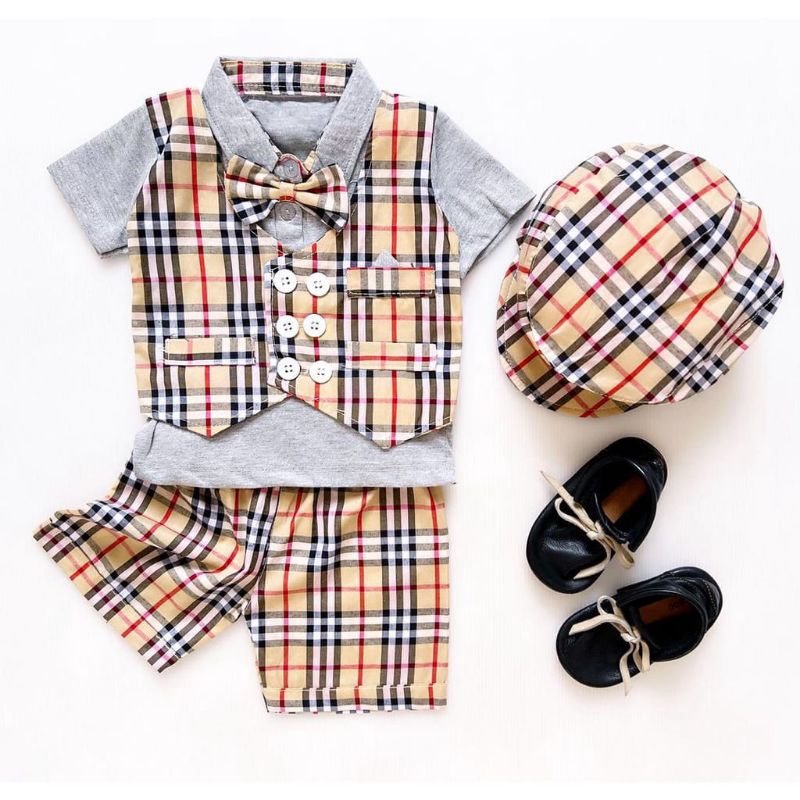 KOREAN STYLISH TUXEDO 0-18 Bulan baby baju pesta setelan jas anak bayi tuxedo kondangan SET TOPI / Baju Bayi Setelan Oblong Anak Laki Laki 3 - 18 bulan SNI / setelan baju bayi cowok tuxedo