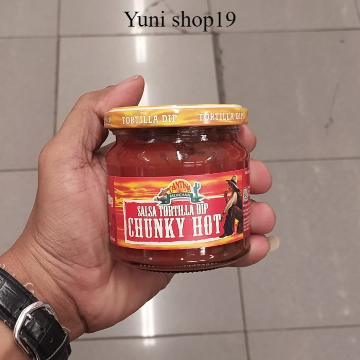 

cantina salsa tortilla chunky hot - saus dip hot 190g
