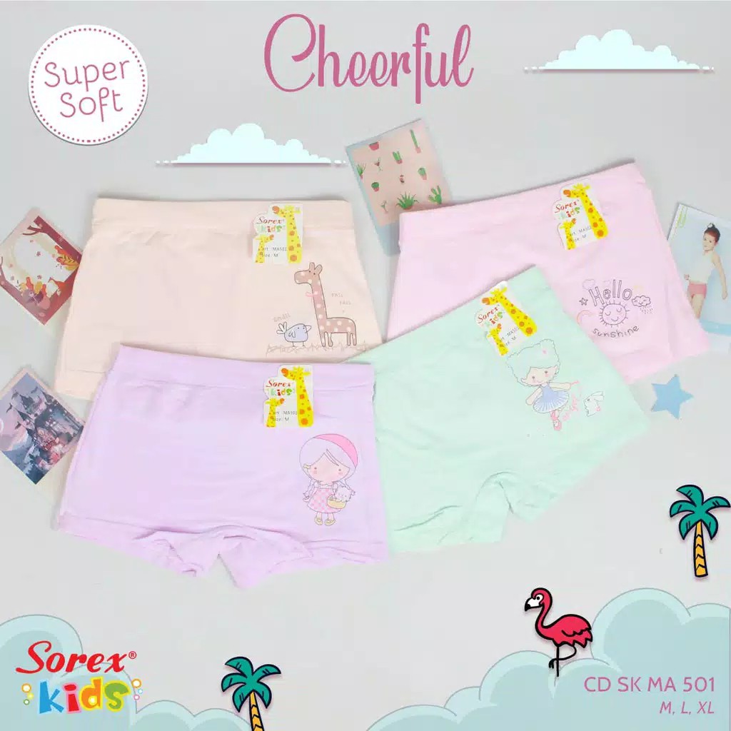 CD Super Soft Boxer Anak Perempuan Sorex HP787, SK MA215, MA501 &amp; MA551 / Celana Dalam Cewek Sorex