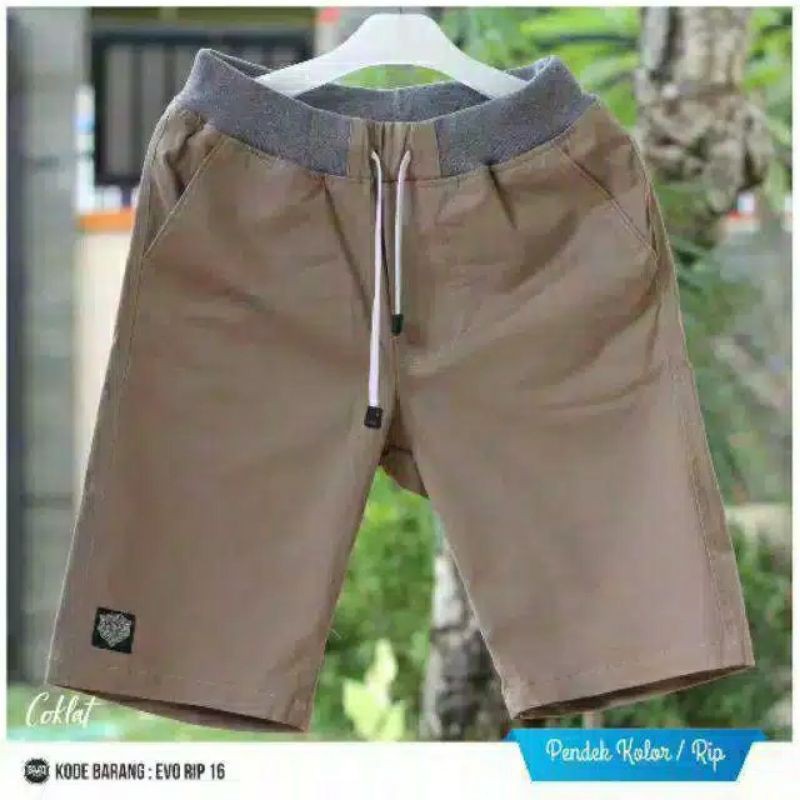 [BIG SIZE] Celana Chino Pendek Pria mick pinggang karet rip katun twill krem coklat surfing santaI