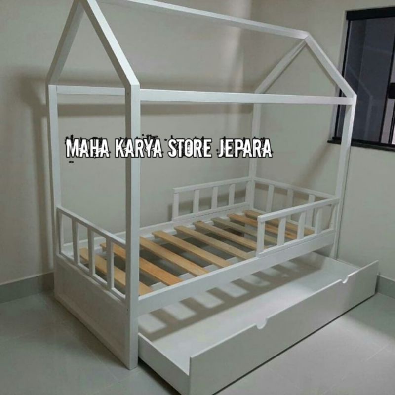 DIPAN ANAK SORONG / DOBEL KASUR FINISHING DUCO PUTIH 06