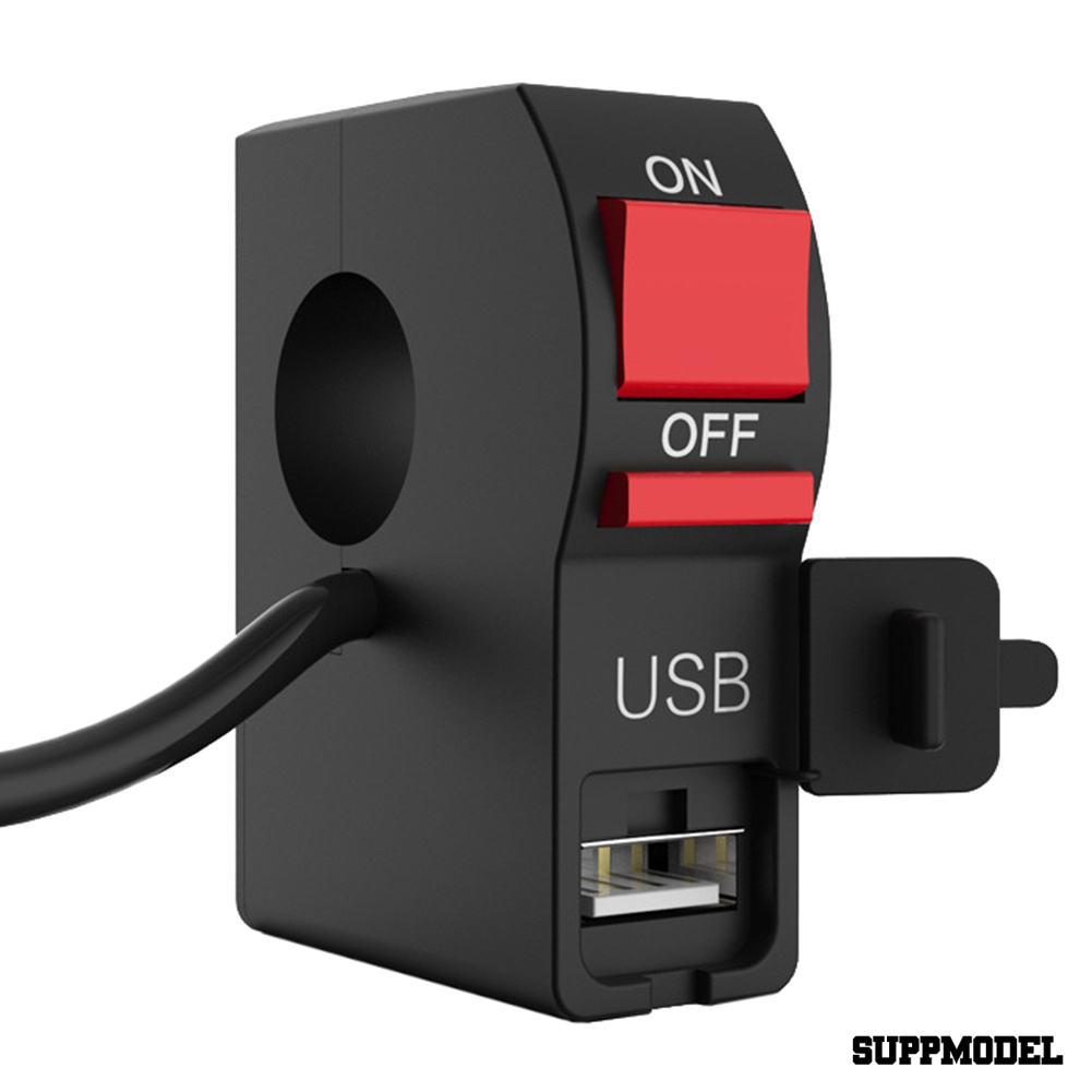 Spm Saklar Switch On / Off Universal Dengan Port Charger Usb Untuk Handlebar Motor