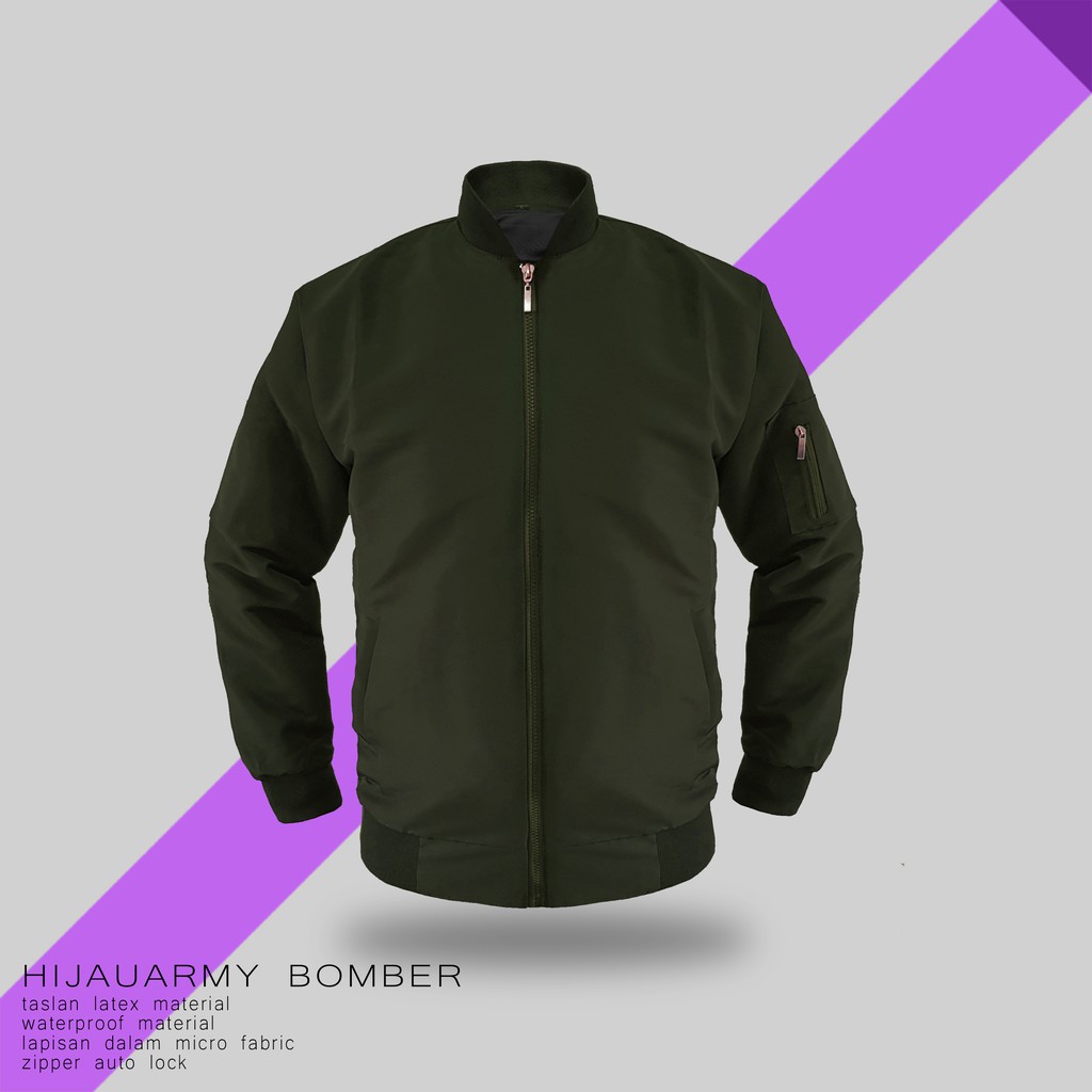 JAKET BOMBER HIJAU ARMY TASLAN