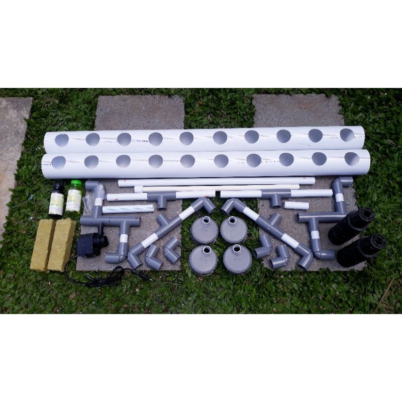 Paket Lengkap Instalasi Hidroponik 2,5 Inchi NFT DFT 20 Lubang Tanam