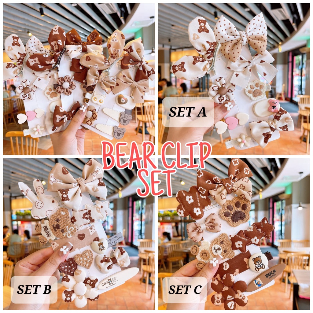 BEAR CLIP SET JEPIT RAMBUT ANAK KOREA IMPOR AKSESORIS JEPITAN PERNAK PERNIK LUCU