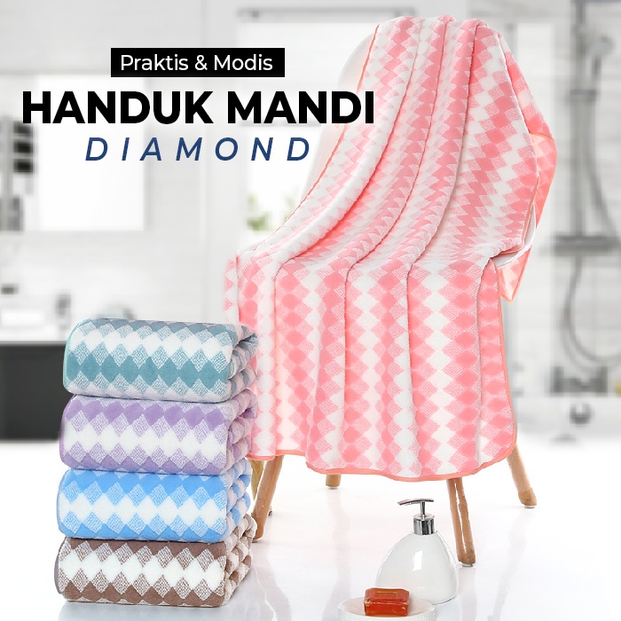 Handuk Mandi 140cm x 70cm Motif Diamond Dengan Bulu Lembut Dan Daya Serap Tinggi - H15-C-KT