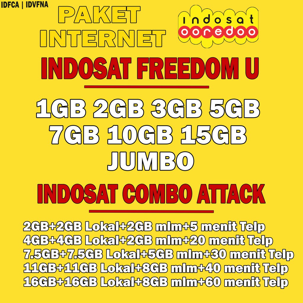 Paket Internet Indosat Freedom U Combo Attack Kuota Murah Shopee Indonesia