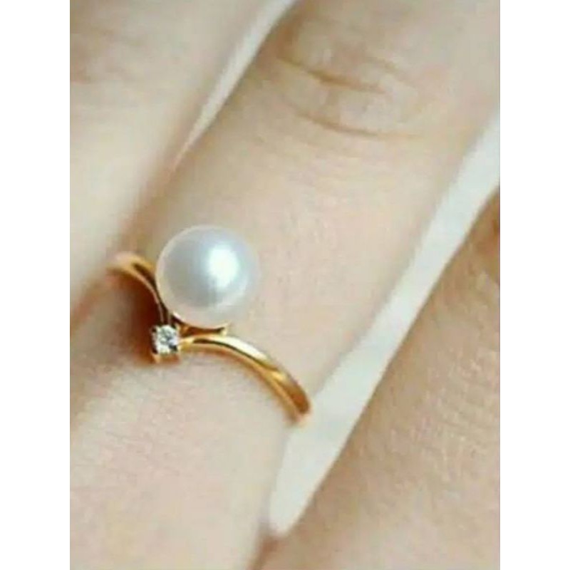 Cincin emas 22 karat mutiara air tawar lombok asli