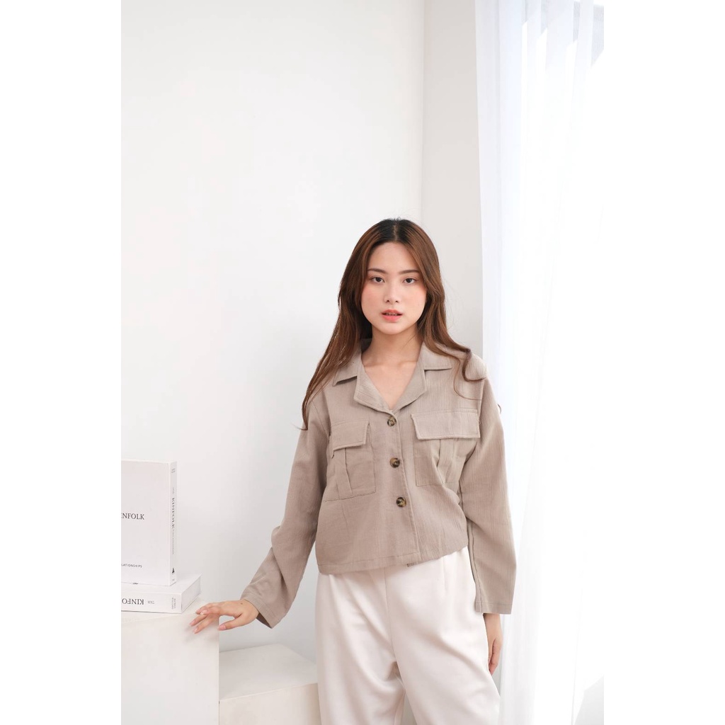 FWR - CROPTY BASIC LINEN CRINKLE SHIRT 2419