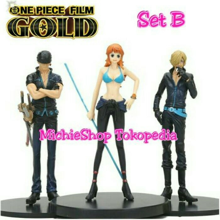 Action Figure Anime One Piece Gold Movie set B / Zoro Nami Sanji