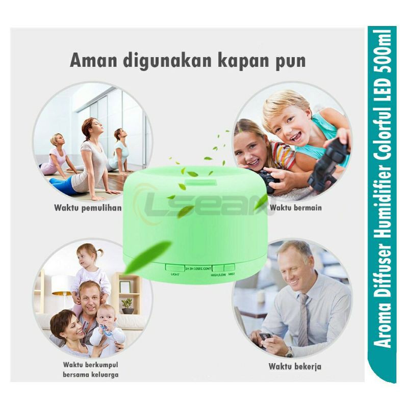 Humidifier |Diffuser Air 500ml dengan / tanpa remote