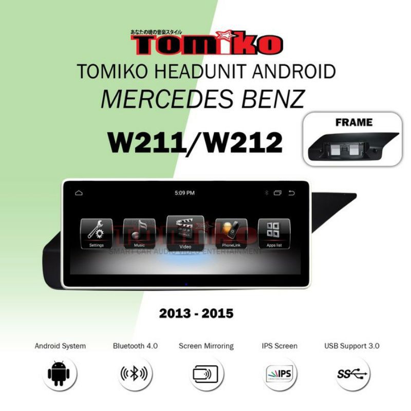 Headunit Android Double Din Mercedes Benz W212 2013-2015 TOMIKO