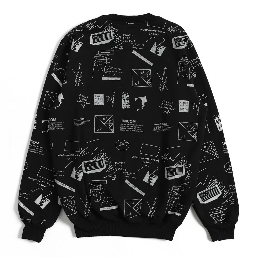 Crewneck Black Motif Simpel Pria dan Wanita Premium Quality Sweater Crewneck Distro Pria Dan Wanita Crewneck Distro Pria Wanita