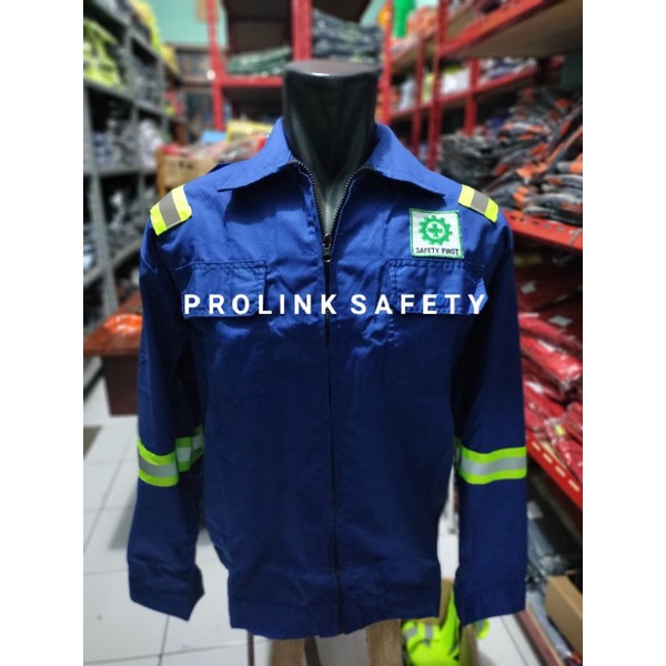 SERAGAM SAFETY BIRU SCOTLIGT BESAR PUNDAK HIJAU