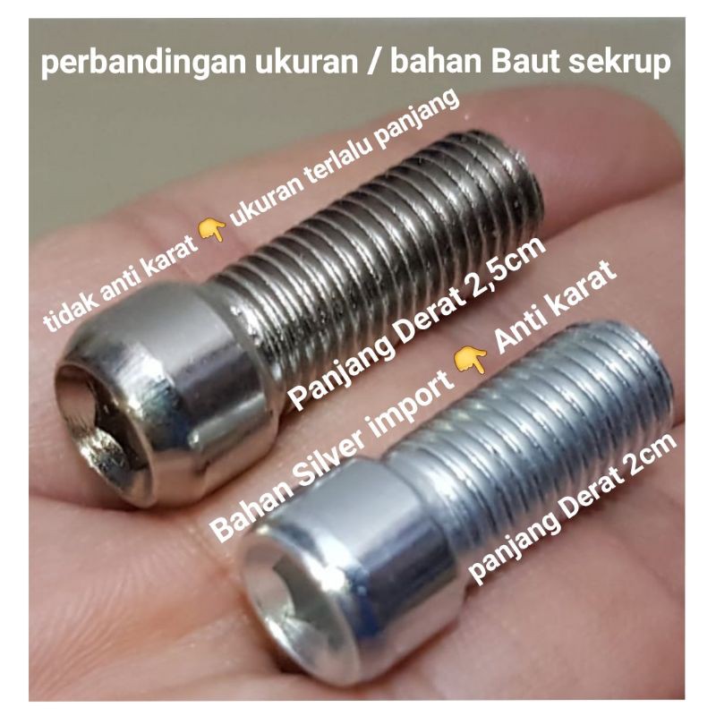 BAUT SPION TOMOK/TOMOX V2 V5/CIRCUIT/RIZOMA UKURAN L6 BAUT 12/14 DERAT PUTAR KANAN/DERAT PUTAR KIRI-1