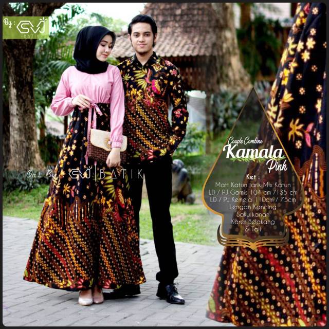 Couple Kamala Sarimbit Batik Couple Long Dress Batik Super Sarimbit Muslim Batik
