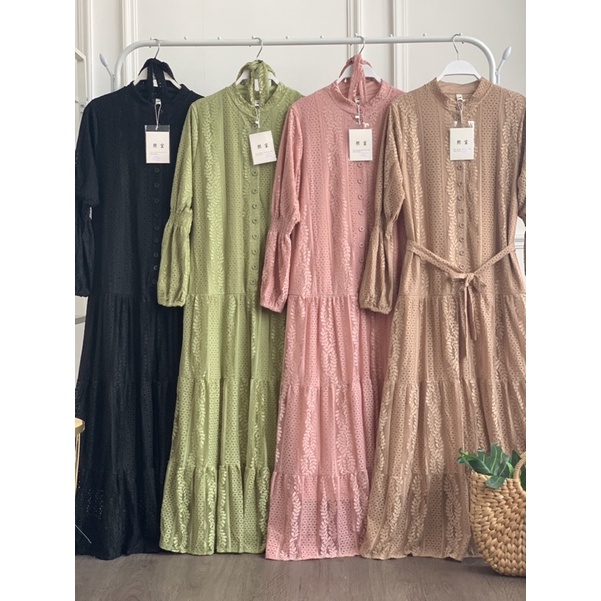 FW D419 Dress Panjang Brokat Import Premium