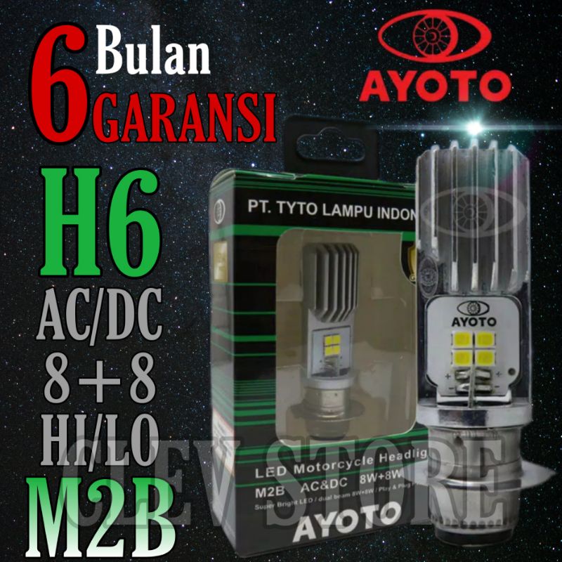 AYOTO M2B H6 8W+8W AC &amp; DC motor matic / bebek PUTIH &amp; PUTIH KUNING