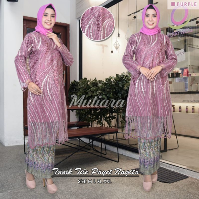 TERBARU - TUNIK NOVIE MELAYU - kebaya tunik bahan tulle bordir motif/baju tradisional kebaya modern