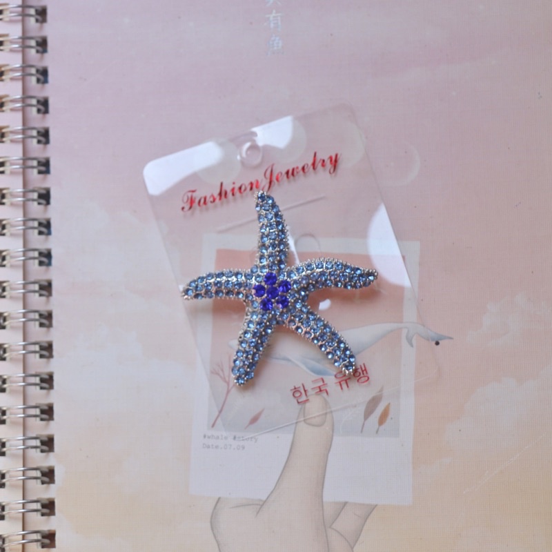 Bros Bintang Laut Bros Kode SKW 7 Bros Kebaya Bros Jilbab Bros Dada Bros Kutubaru Bros Hijab Brooch-Silver-blue