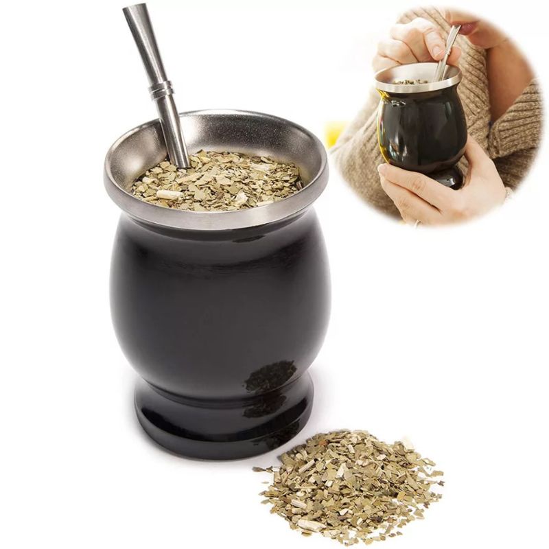 1 Set Yerba Mate Labu Stainless Steel Double Wall &amp; Set Bombilla