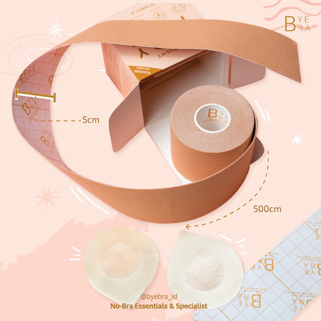 Bye Bra BODY TAPE Free NIPPLE COVER & FASHION TAPE / Pengganti BRA - ByeBra-3