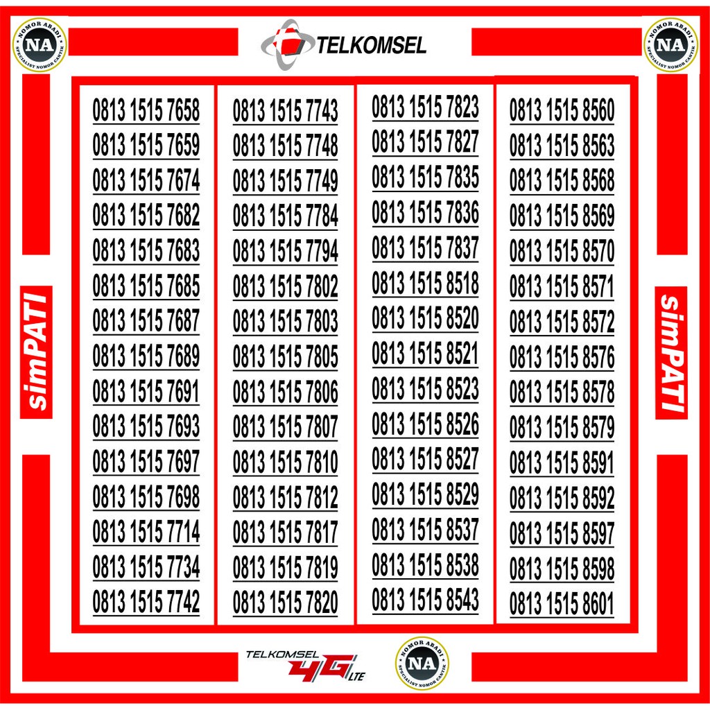 Nomor cantik simpati 4G 0813 1515 XXXX H50