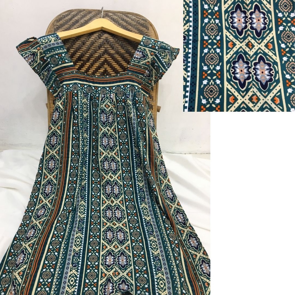 Daster Sambung Viral PART 2 - Daster Payung - Daster Perca - Daster Busui Rayon-green etnik yks