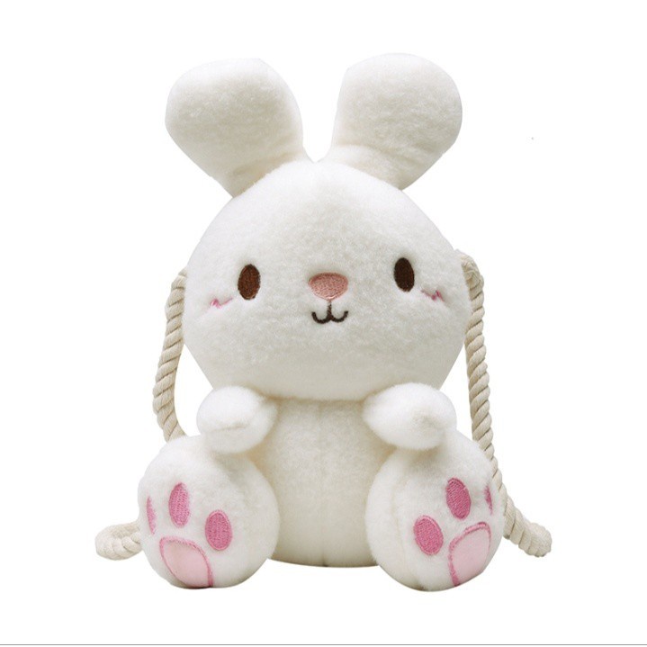 Tas Selempang bulu baby bunny lucu imut gemoy Wanita Baru Boneka Kasual Tas Kepribadian Kartun kelinci bunny 2305