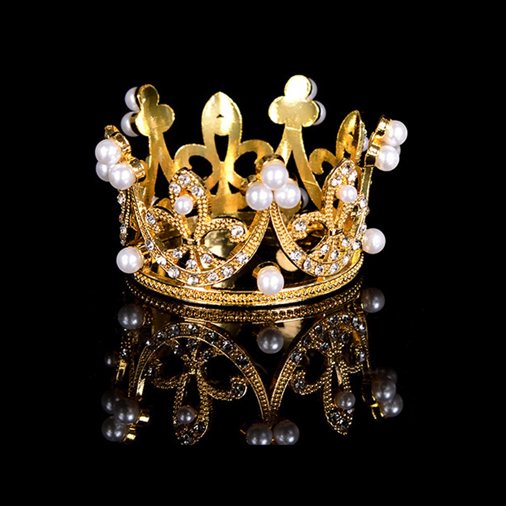 Topper Kue Bentuk Mahkota Aksen Mutiara Untuk Dekorasi Pesta Ulang Tahun