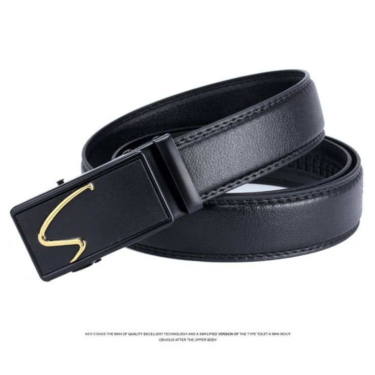 Ikat Pinggang Impor BLACK GOLD Pria Korea Fashion Belt Ban Gasper Gesper Sabuk Cowo Kulit Men Belt