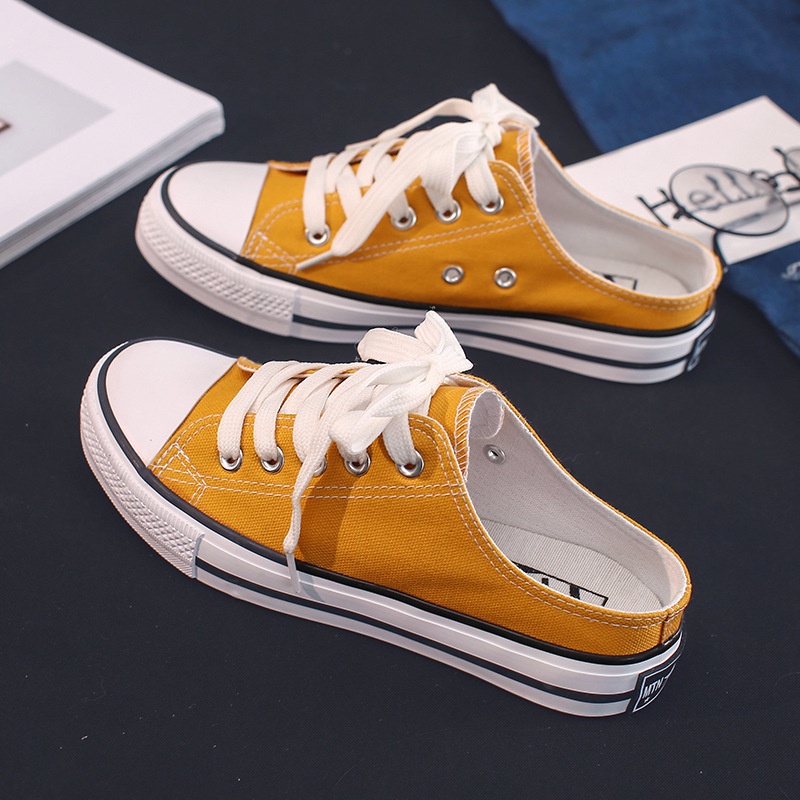 SW67 Sepatu Sneakers Kanvas Tali Wanita Import Korea