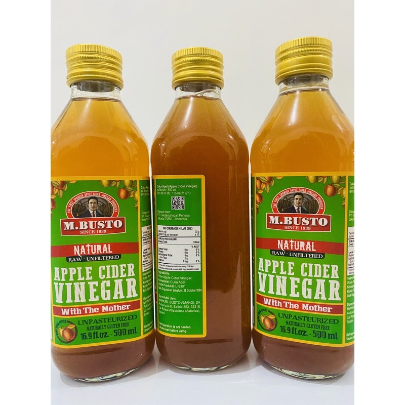 Cuka Apel M Busto Organic Apple Cider Vinegar 500ml Untu Asam Urat Anti Inflamasi Halal Shopee Indonesia