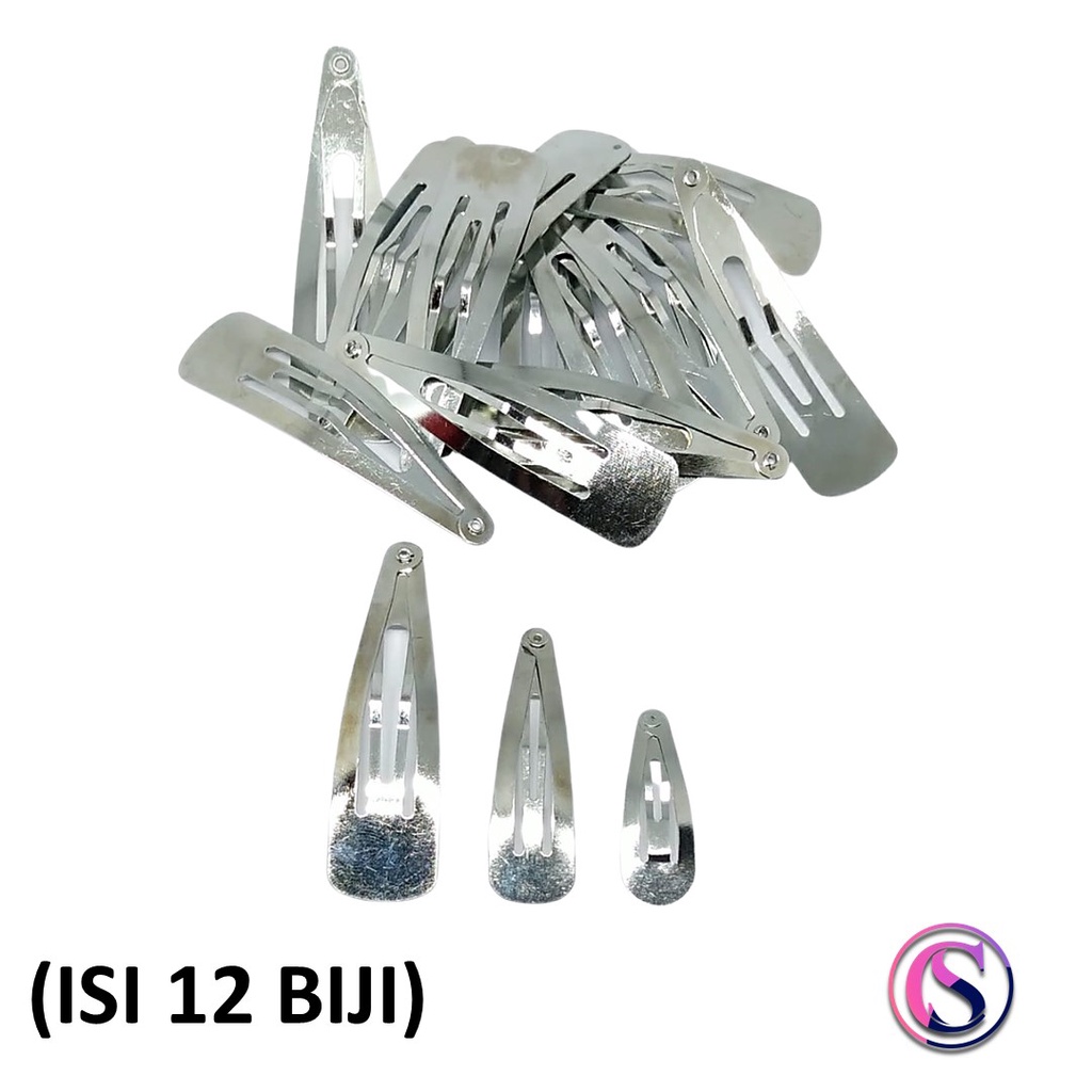 [ Isi 12 biji ] Jepit tik tok silver / jepit rambut 3.2 cm 4 cm 4.6 cm 5 cm 6 cm 6.8 cm